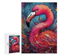 Puzzle for Adults 300 PCS Colorful Abstract Flamingo Art-2 Puzzle for Adults Brain Teaser Game Difficult Challenge for Is Ideal As A Gift 300 PCS