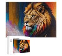 Puzzle for Adults 300 PCS Colorful Lion Art Print-3 Puzzle for Adults Brain Teaser Game Difficult Challenge for Is Ideal As A Gift 300 PCS