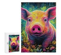 Puzzle for Adults 300 PCS Colorful Pig Portrait Puzzle for Adults Brain Teaser Game Difficult Challenge for Is Ideal As A Gift 300 PCS