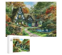 Puzzle for Adults 300 PCS Enchanted Autumn Cottage Scene Puzzle for Adults Brain Teaser Game Difficult Challenge for Is Ideal As A Gift 300 PCS