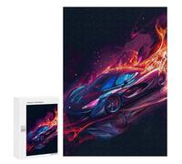 Puzzle for Adults 300 PCS Flaming Speed Hypercar Artwork Adult Jigsaw Puzzles Hand Speed Race Parent-child Interaction Deal As Gifts for The Whole Family 300 PCS