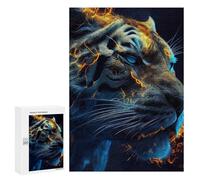 Puzzle for Adults 300 PCS Flaming Tiger Portrait -14 Puzzle for Adults Brain Teaser Game Difficult Challenge for Is Ideal As A Gift 300 PCS