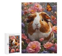 Puzzle for Adults 300 PCS Floral Guinea Pig Paradise Puzzle for Adults Brain Teaser Game Difficult Challenge for Is Ideal As A Gift 300 PCS