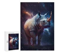Puzzle for Adults 300 PCS Galactic Rhino Cosmic Wonder -1 Adult Jigsaw Puzzles Hand Speed Race Parent-child Interaction Deal As Gifts for The Whole Family 300 PCS