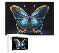 Puzzle for Adults 300 PCS Glowing Neon Butterfly Artwork Puzzle for Adults Brain Teaser Game Difficult Challenge for Is Ideal As A Gift 300 PCS