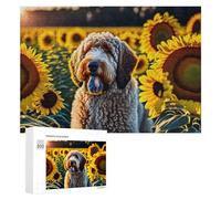 Puzzle for Adults 300 PCS Golden Retriever in Sunflower Field-1 Puzzle for Adults Brain Teaser Game Difficult Challenge for Is Ideal As A Gift 300 PCS