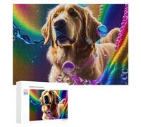 Puzzle for Adults 300 PCS Golden Retriever Rainbow Bubbles Puzzle for Adults Brain Teaser Game Difficult Challenge for Is Ideal As A Gift 300 PCS