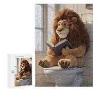 Puzzle for Adults 300 PCS Lion Reading Book on Toilet Adult Jigsaw Puzzles Hand Speed Race Parent-child Interaction Deal As Gifts for The Whole Family 300 PCS