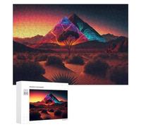 Puzzle for Adults 300 PCS Neon Desert Pyramid Puzzle for Adults Brain Teaser Game Difficult Challenge for Is Ideal As A Gift 300 PCS