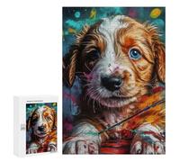 Puzzle for Adults 300 PCS Painted Pup's Gaze Puzzle for Adults Brain Teaser Game Difficult Challenge for Is Ideal As A Gift 300 PCS