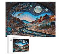 Puzzle for Adults 300 PCS Starry Night River Landscape Puzzle for Adults Brain Teaser Game Difficult Challenge for Is Ideal As A Gift 300 PCS