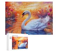 Puzzle for Adults 300 PCS Swan Serenity A Vibrant Sunset Scene Puzzle for Adults Brain Teaser Game Difficult Challenge for Is Ideal As A Gift 300 PCS
