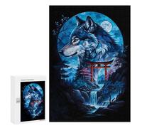 Puzzle for Adults 300 PCS Wolf Silhouette Torii Gate Adult Jigsaw Puzzle Family Game Home Decoration Unique Gifts for Birthday And Christmas 300 PCS