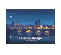 Puzzle for Adults 38x26cm/1000pcs Charles Bridge, Czech Republic at Night Jigsaw Puzzle Fun Games Wall Decoration Unique Gifts for Birthday And Christmas 38x26cm/1000pcs