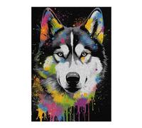 Puzzle for Adults 38x26cm/1000pcs Colorful Wolf Art Print-2 Jigsaw Puzzle Fun Games Wall Decoration Unique Gifts for Birthday And Christmas 38x26cm/1000pcs
