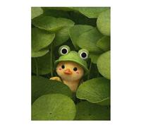 Puzzle for Adults 38x26cm/1000pcs Cute Chick with Frog Hat in Lilypads Jigsaws for Adults DIY Toys Hand Speed Race Unique Gifts for Birthday And Christmas 38x26cm/1000pcs