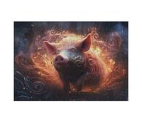 Puzzle for Adults 38x26cm/1000pcs Magical Pig in Flames Puzzle for Adults Brain Teaser Game Difficult Challenge for Is Ideal As A Gift 38x26cm/1000pcs