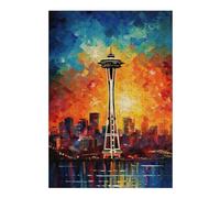 Puzzle for Adults 38x26cm/1000pcs Seattle Space Needle Puzzle for Adults Brain Teaser Game Difficult Challenge for Is Ideal As A Gift 38x26cm/1000pcs