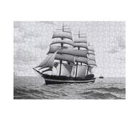 Puzzle for Adults 38x26cm/1000pcs Vintage Clipper Ship Sailing on The Ocean Puzzle for Adults Brain Teaser Game Difficult Challenge for Is Ideal As A Gift 38x26cm/1000pcs