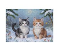 Puzzle for Adults 38x26cm/1000pcs Winter Cats in Snow Jigsaw Puzzle Fun Games Wall Decoration Unique Gifts for Birthday And Christmas 38x26cm/1000pcs