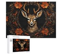 Puzzle for Adults 500 PCS Autumnal Deer Wreath Artwork Puzzle for Adults Brain Teaser Game Difficult Challenge for Is Ideal As A Gift 500 PCS