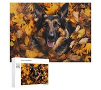 Puzzle for Adults 500 PCS Autumn's Embrace German Shepherd's Cozy Moment Puzzle for Adults Brain Teaser Game Difficult Challenge for Is Ideal As A Gift 500 PCS