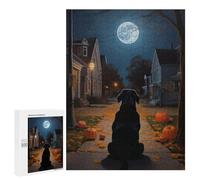 Puzzle for Adults 500 PCS Black Lab Halloween Night Street Puzzle for Adults Anti-Stress Toys Home Decoration Unique Gifts for Birthday And Christmas 500 PCS