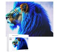 Puzzle for Adults 500 PCS Blue Lion King Art Print Puzzle for Adults Brain Teaser Game Difficult Challenge for Is Ideal As A Gift 500 PCS
