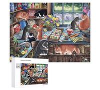 Puzzle for Adults 500 PCS Cats in The Garden Room Puzzle for Adults Brain Teaser Game Difficult Challenge for Is Ideal As A Gift 500 PCS
