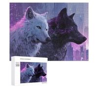 Puzzle for Adults 500 PCS City Wolves Urban Fantasy Artwork Puzzle for Adults Brain Teaser Game Difficult Challenge for Is Ideal As A Gift 500 PCS