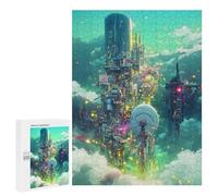 Puzzle for Adults 500 PCS Cloud Cityscape Futuristic Skyline Puzzle for Adults Brain Teaser Game Difficult Challenge for Is Ideal As A Gift 500 PCS