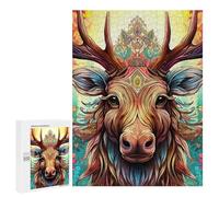 Puzzle for Adults 500 PCS Colorful Deer Portrait-13 Puzzle for Adults Brain Teaser Game Difficult Challenge for Is Ideal As A Gift 500 PCS