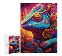 Puzzle for Adults 500 PCS Colorful Lizard Artwork Puzzle for Adults Brain Teaser Game Difficult Challenge for Is Ideal As A Gift 500 PCS