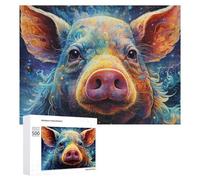 Puzzle for Adults 500 PCS Colorful Pig Portrait Puzzle for Adults Brain Teaser Game Difficult Challenge for Is Ideal As A Gift 500 PCS
