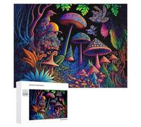 Puzzle for Adults 500 PCS Enchanted Mushroom Forest -3 Puzzle for Adults Brain Teaser Game Difficult Challenge for Is Ideal As A Gift 500 PCS