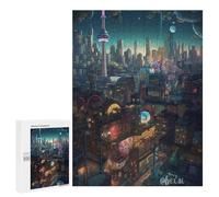 Puzzle for Adults 500 PCS Fantasy Cityscape Urban Dreamscape Puzzle for Adults Brain Teaser Game Difficult Challenge for Is Ideal As A Gift 500 PCS