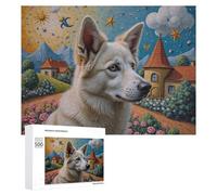 Puzzle for Adults 500 PCS Fantasy Dog Garden Painting Puzzle for Adults Brain Teaser Game Difficult Challenge for Is Ideal As A Gift 500 PCS