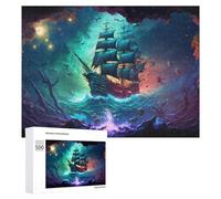 Puzzle for Adults 500 PCS Fantasy Sailing Ship in Mystic Sea Puzzle for Adults Brain Teaser Game Difficult Challenge for Is Ideal As A Gift 500 PCS