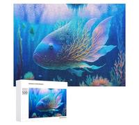 Puzzle for Adults 500 PCS Fantasy Underwater World with Majestic Fish Puzzle for Adults Brain Teaser Game Difficult Challenge for Is Ideal As A Gift 500 PCS