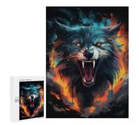 Puzzle for Adults 500 PCS Fiery Wolf Roar Puzzle for Adults Brain Teaser Game Difficult Challenge for Is Ideal As A Gift 500 PCS