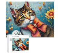 Puzzle for Adults 500 PCS Floral Fantasy Kitten -4 Puzzle for Adults Brain Teaser Game Difficult Challenge for Is Ideal As A Gift 500 PCS