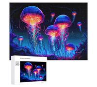 Puzzle for Adults 500 PCS Glowing Jellyfish in The Deep Sea Puzzle for Adults Brain Teaser Game Difficult Challenge for Is Ideal As A Gift 500 PCS