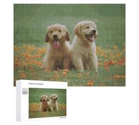 Puzzle for Adults 500 PCS Golden Puppies in Fall Leaves Puzzle for Adults Brain Teaser Game Difficult Challenge for Is Ideal As A Gift 500 PCS