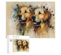 Puzzle for Adults 500 PCS Golden Retrievers Abstract Art Puzzle for Adults Brain Teaser Game Difficult Challenge for Is Ideal As A Gift 500 PCS