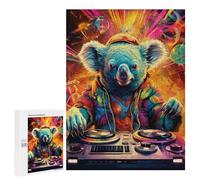 Puzzle for Adults 500 PCS Koala DJ in Colorful Lights Puzzle for Adults Brain Teaser Game Difficult Challenge for Is Ideal As A Gift 500 PCS