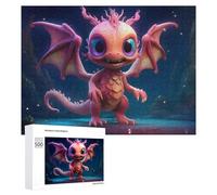 Puzzle for Adults 500 PCS Magical Pink Dragon Adventure Puzzle for Adults Brain Teaser Game Difficult Challenge for Is Ideal As A Gift 500 PCS