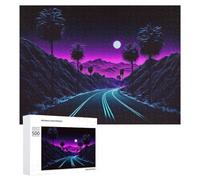 Puzzle for Adults 500 PCS Neon Desert Highway Puzzle for Adults Brain Teaser Game Difficult Challenge for Is Ideal As A Gift 500 PCS