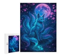 Puzzle for Adults 500 PCS Nine-tailed Fox Under The Moonlight Adult Jigsaw Puzzles Hand Speed Race Parent-child Interaction Deal As Gifts for The Whole Family 500 PCS