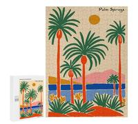 Puzzle for Adults 500 PCS Palm Springs Illustration with Palm Trees Adult Jigsaw Puzzles Hand Speed Race Parent-child Interaction Deal As Gifts for The Whole Family 500 PCS