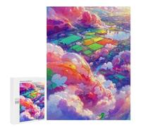 Puzzle for Adults 500 PCS Rainbow Fields in The Sky Puzzle for Adults Brain Teaser Game Difficult Challenge for Is Ideal As A Gift 500 PCS